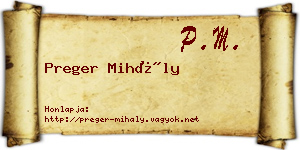 Preger Mihály névjegykártya
